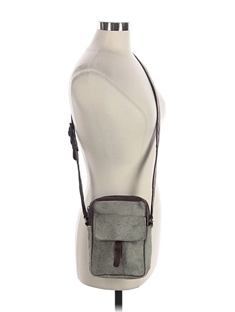 Rare Bottega Veneta Pony Hair Calf Crossbody Bag Gray Brown Leather Unisex